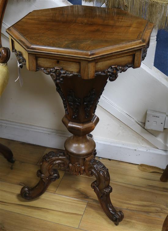 A Victorian rosewood trumpet work table W.47cm